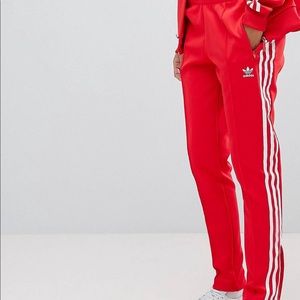 Adidas red track pants